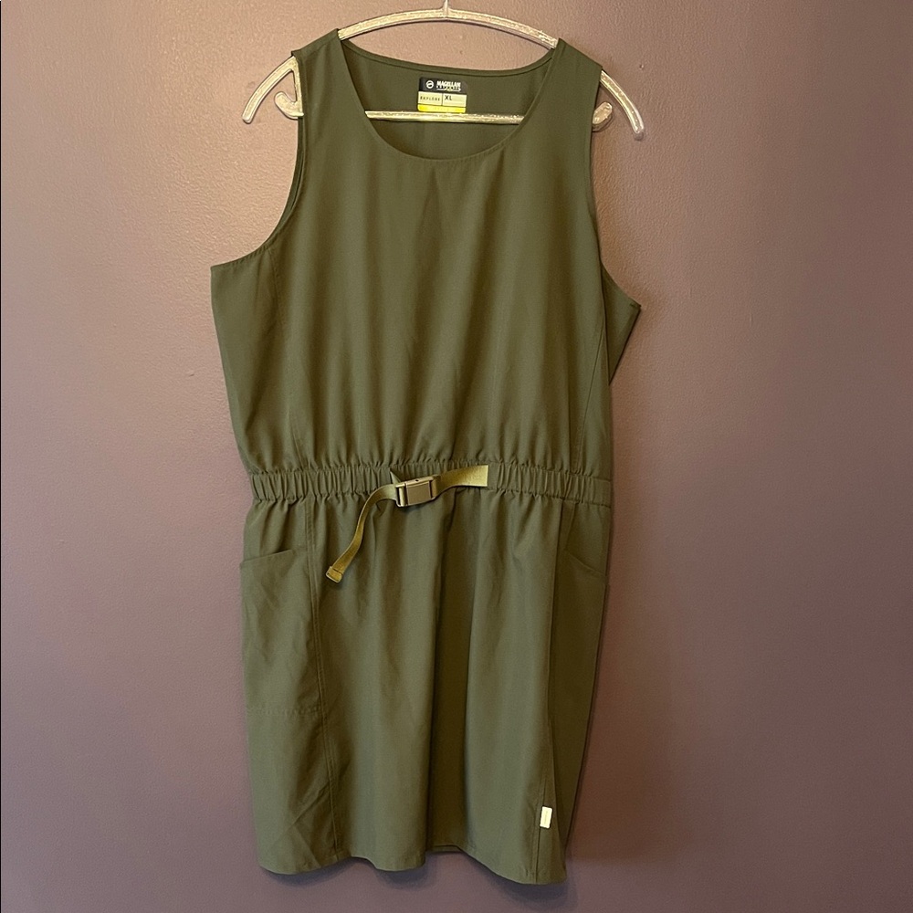 Magellan Olive Green Sleeveless Outdoor Activewear Drawstring Dress size XL